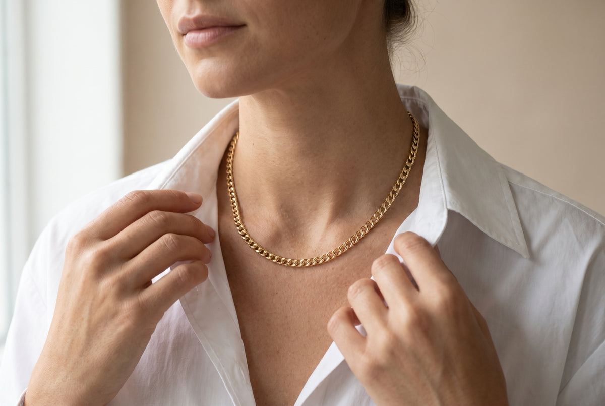 Ayna Halka Altın Zincir Kolye